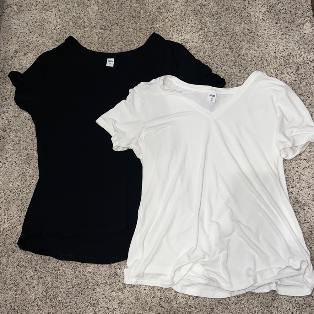 Two V-neck shirts, color black and white from old navy.
